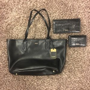 Ralph Lauren Black Leather Purse & 2 Wallet Set